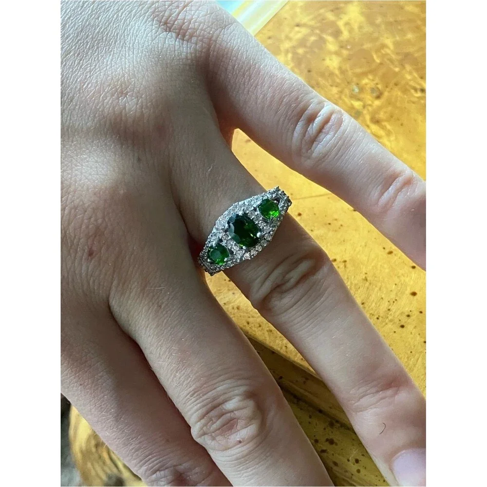 Natural Chrome Diopside Sterling Silver Ring Size 8